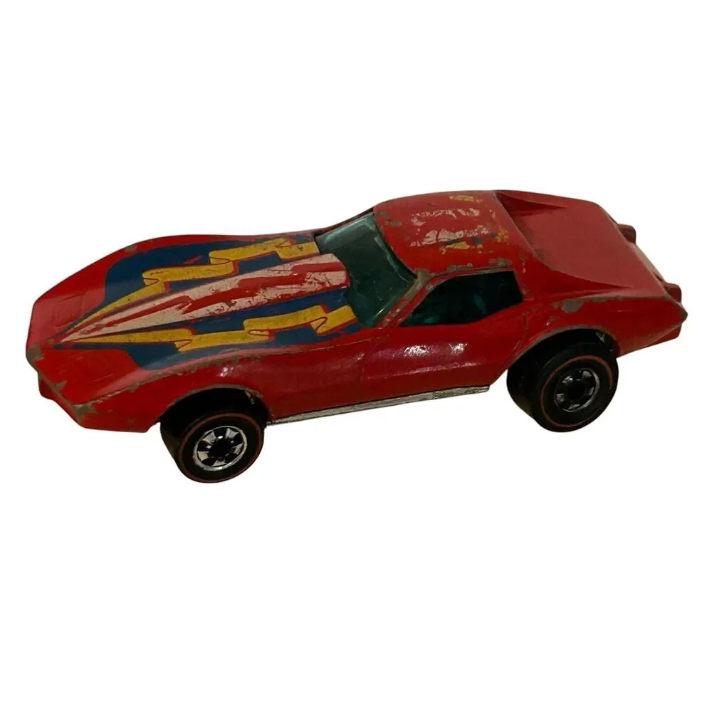 Vintage Hot Wheels Redline 1975 Corvette Stingray Flying Colors Red Hong Kong